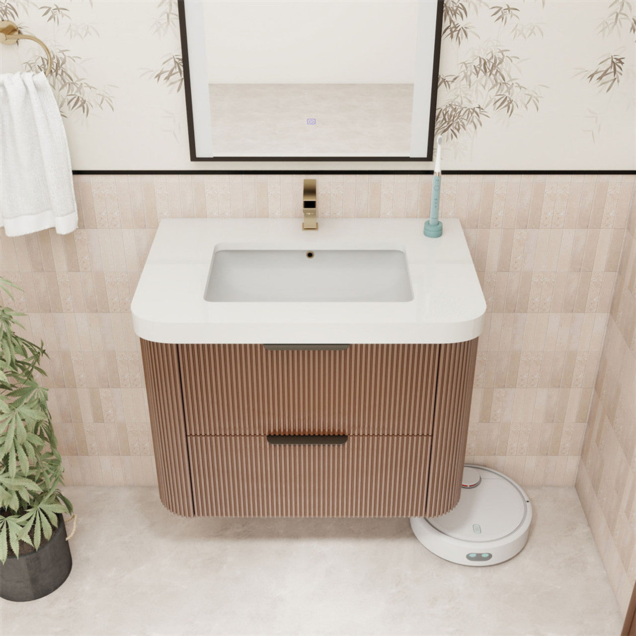 Celine 30" Fluted Floating Bathroom Vanity
