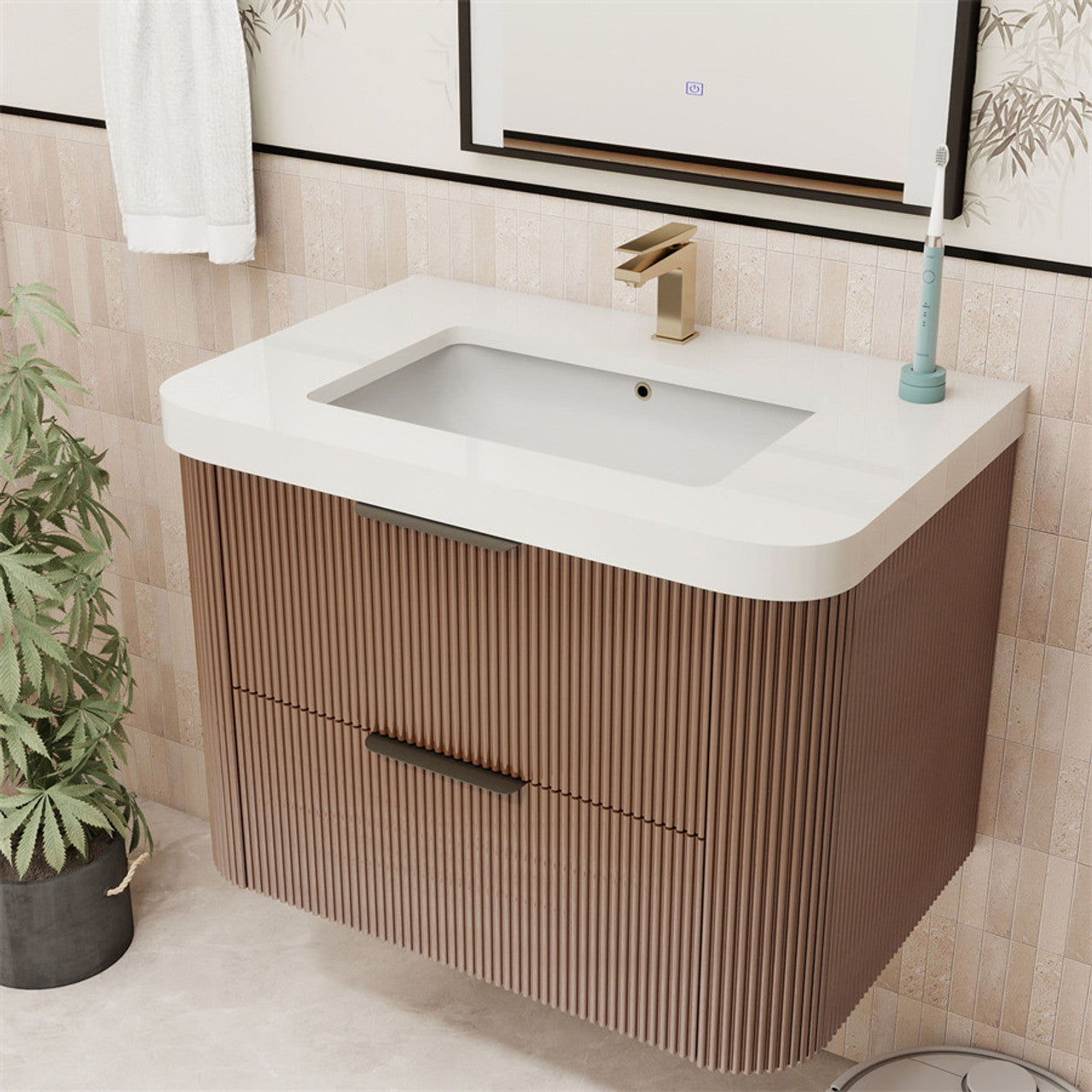 Celine 30" Fluted Floating Bathroom Vanity