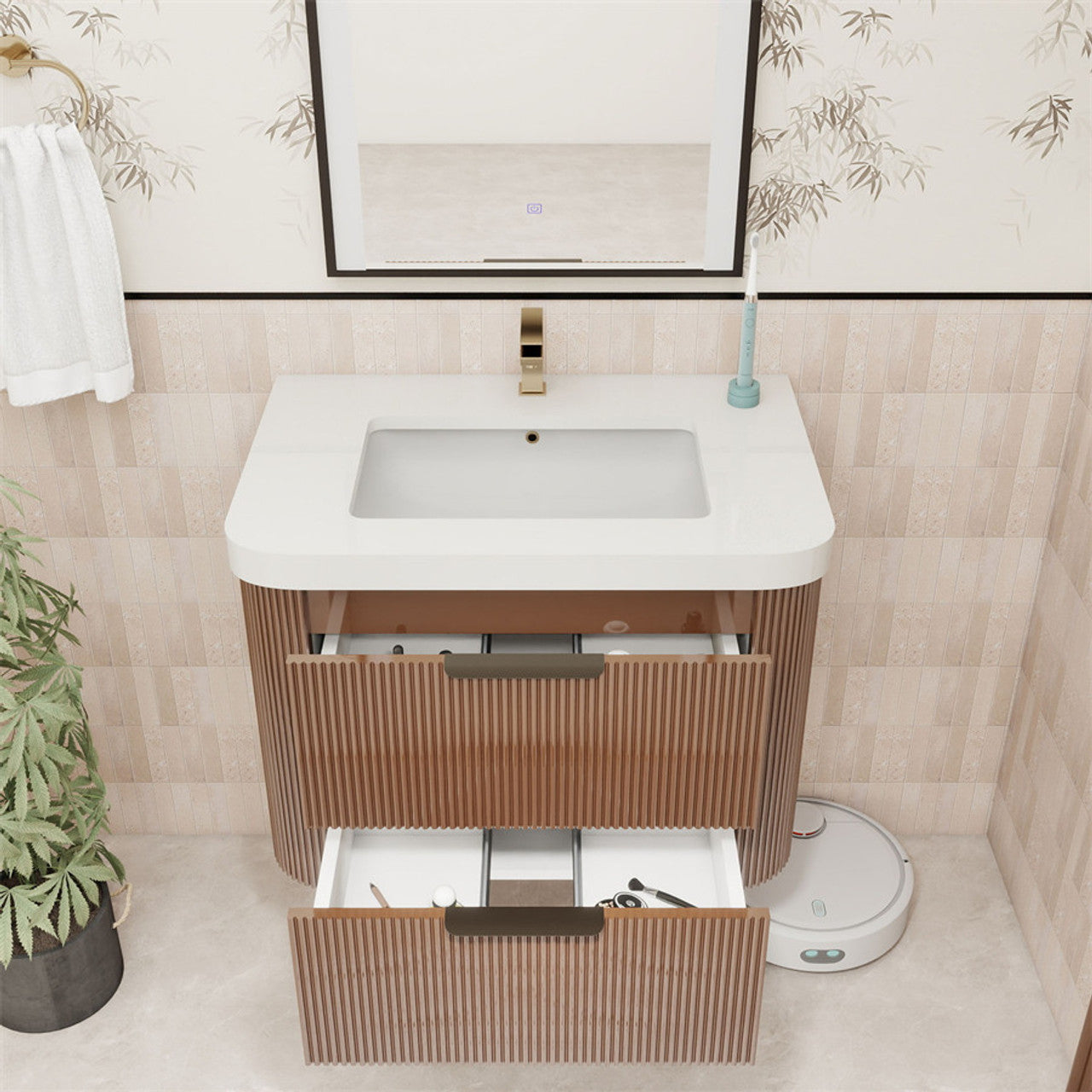 Celine 30" Fluted Floating Bathroom Vanity