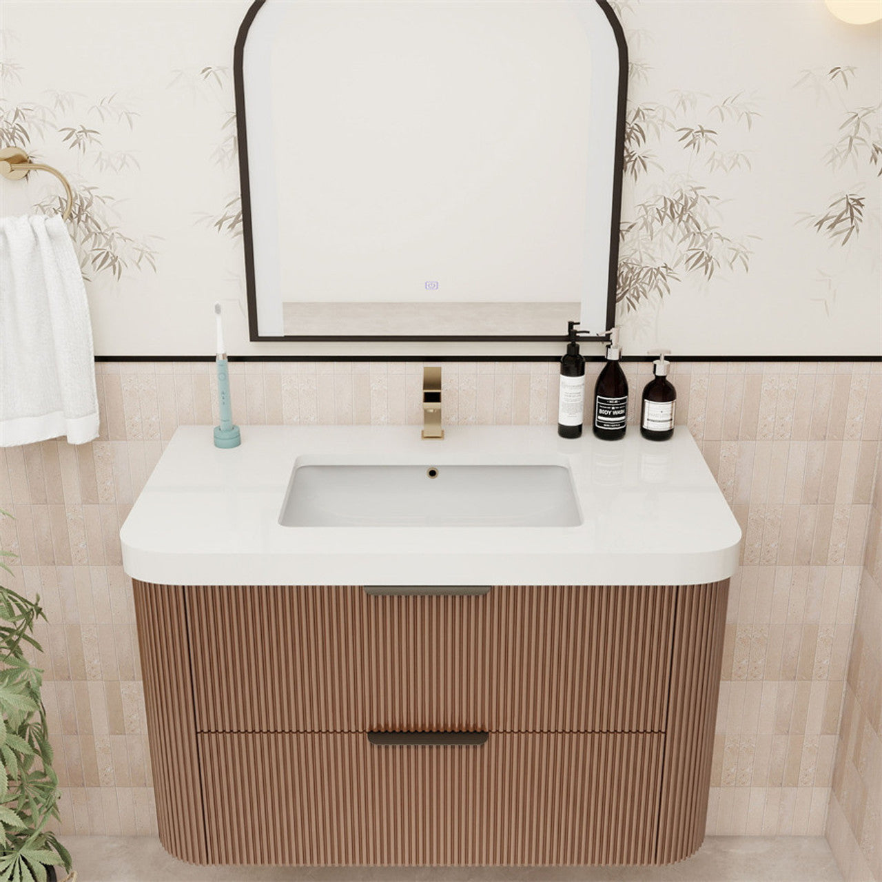 Celine 36" Fluted Floating Bathroom Vanity