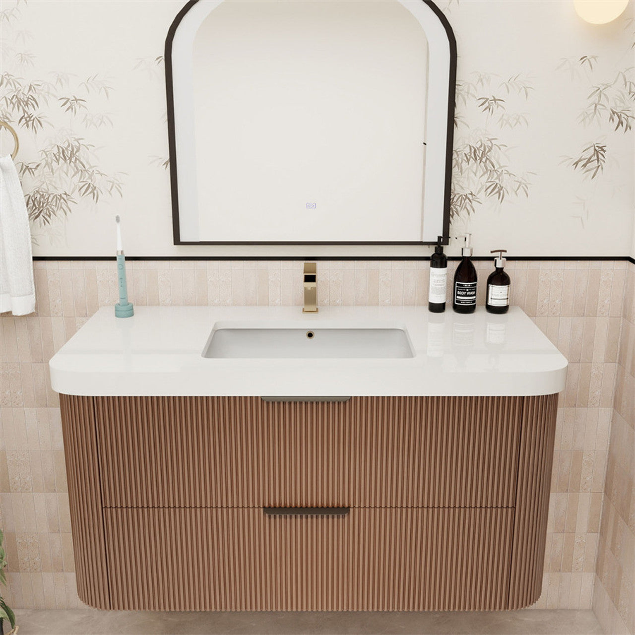 Celine 42" Fluted Floating Bathroom Vanity