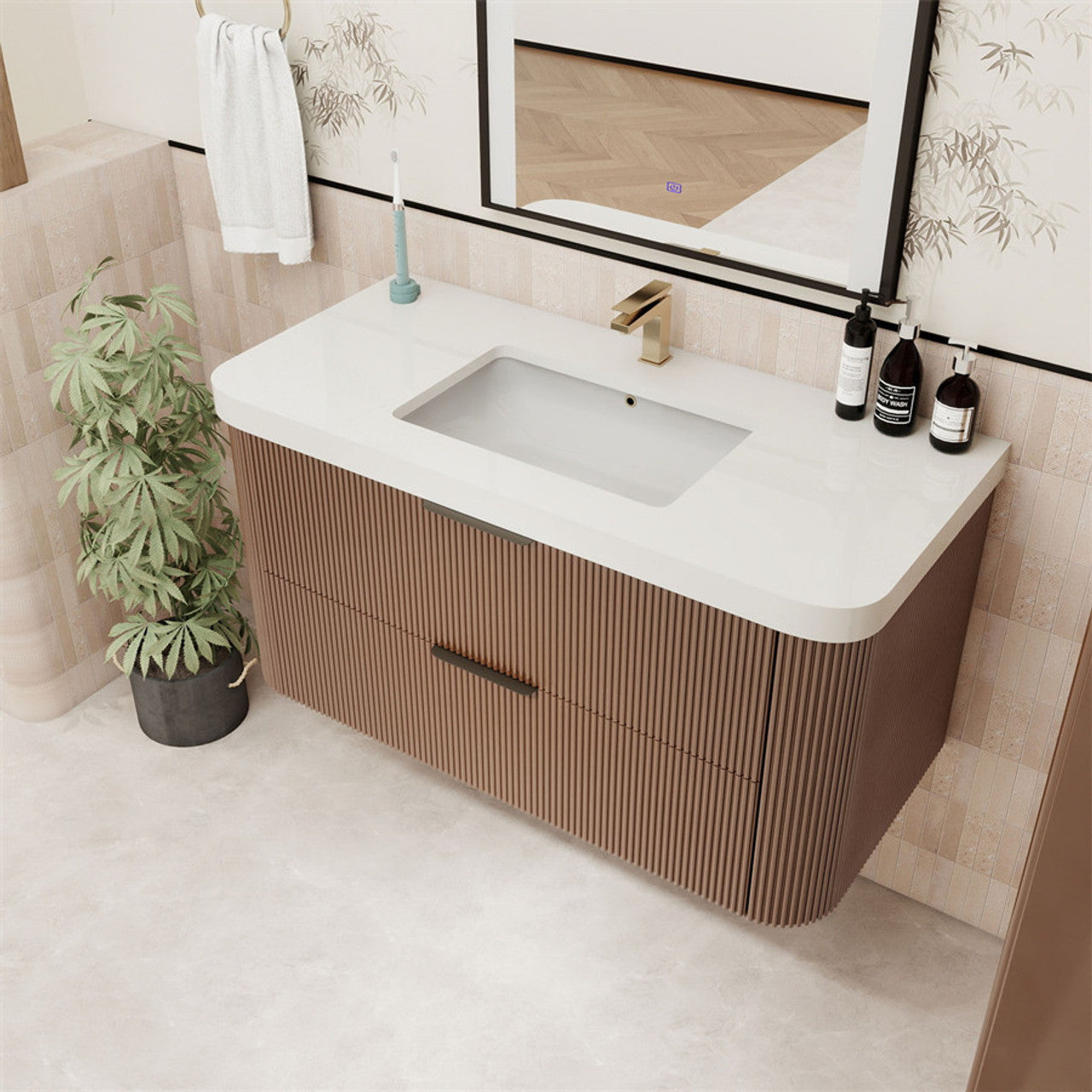 Celine 42" Fluted Floating Bathroom Vanity