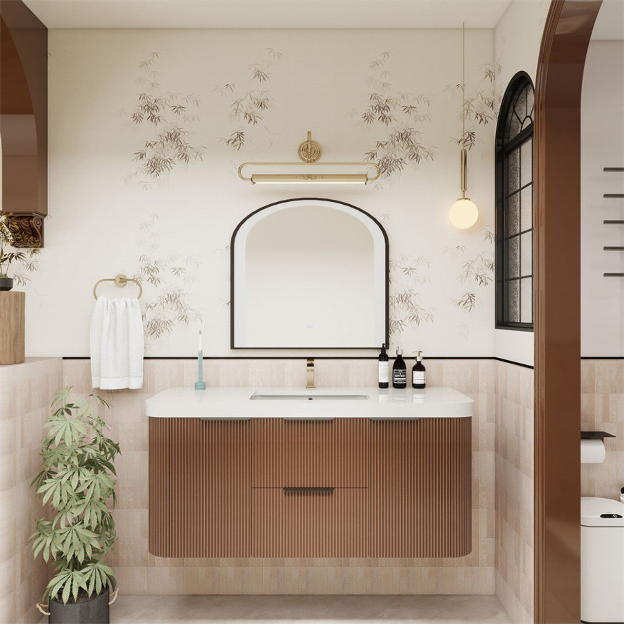 Celine 48" Fluted Floating Bathroom Vanity