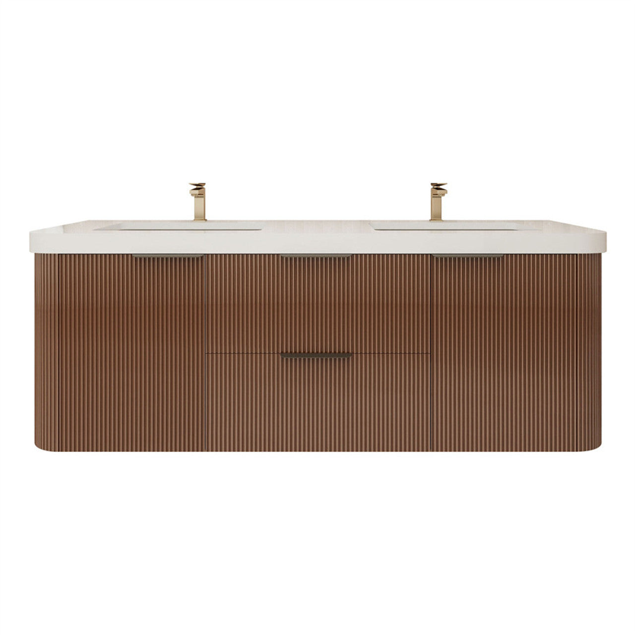 Celine 60" Fluted Floating Bathroom Vanity - Double Sink