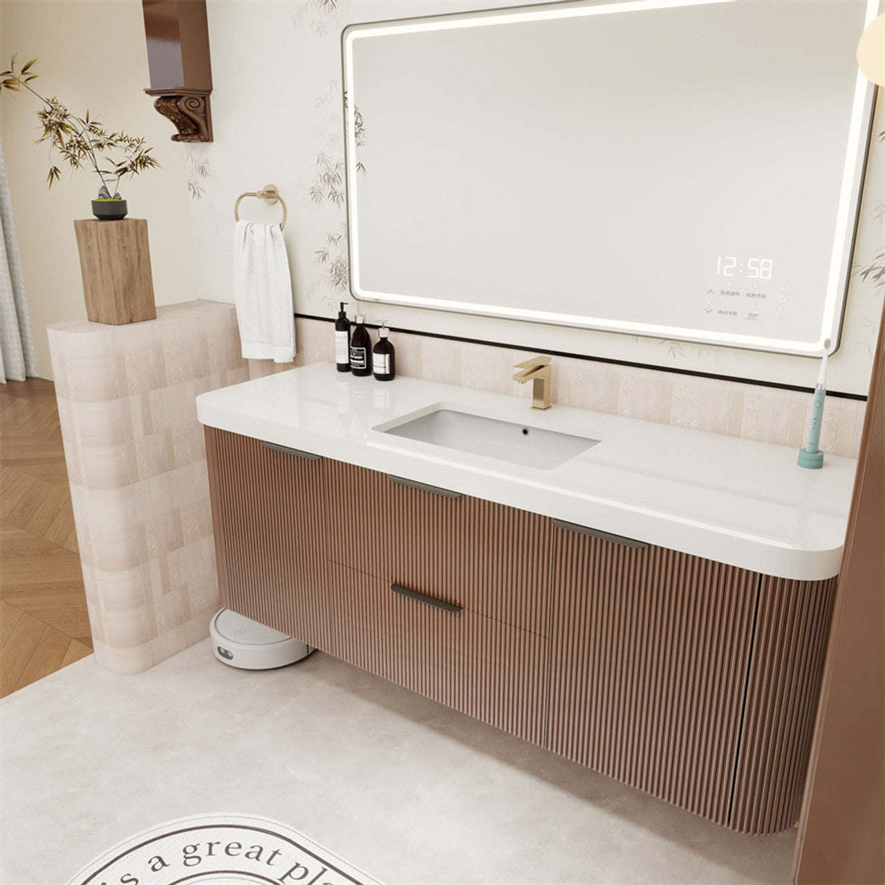Celine 60" Fluted Floating Bathroom Vanity - Single Sink