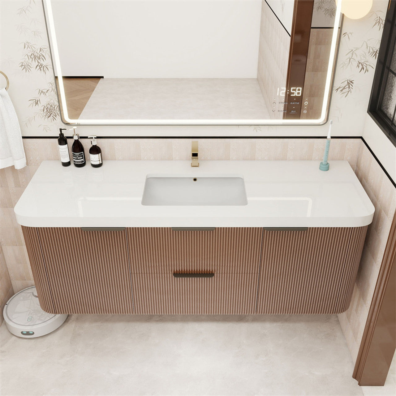 Celine 60" Fluted Floating Bathroom Vanity - Single Sink