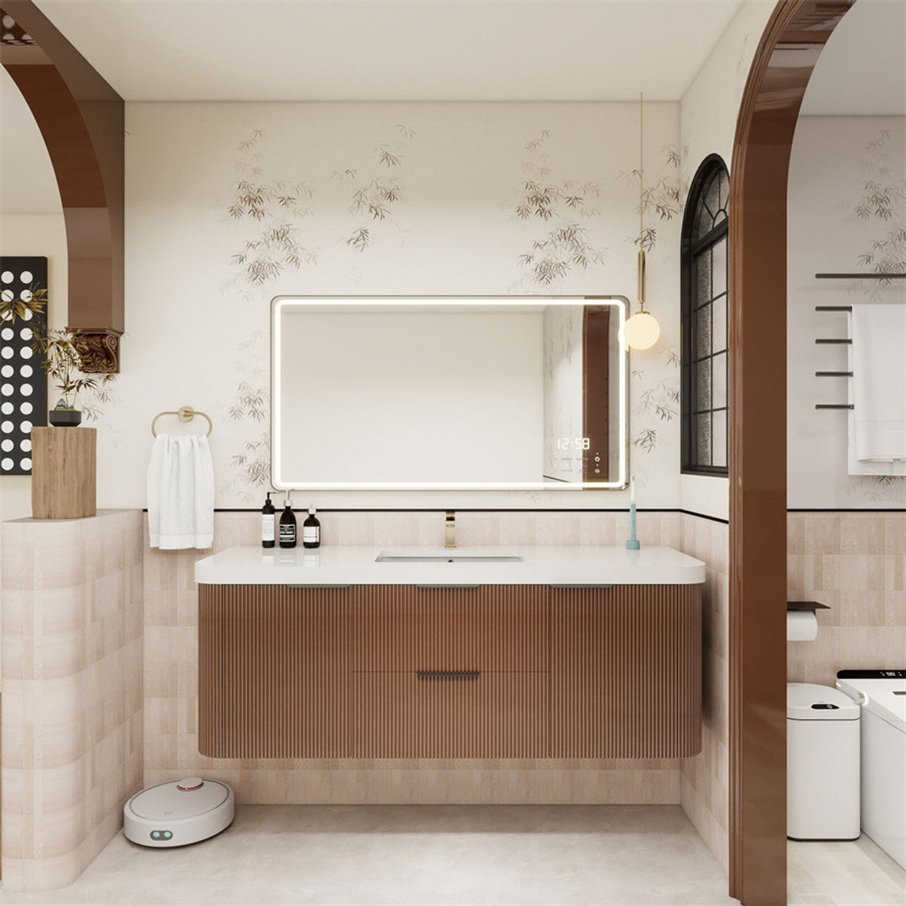 Celine 60" Fluted Floating Bathroom Vanity - Single Sink