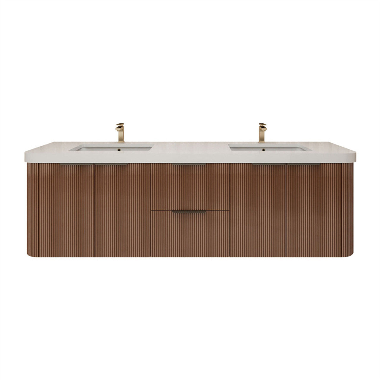 Celine 72" Fluted Floating Bathroom Vanity - Double Sink
