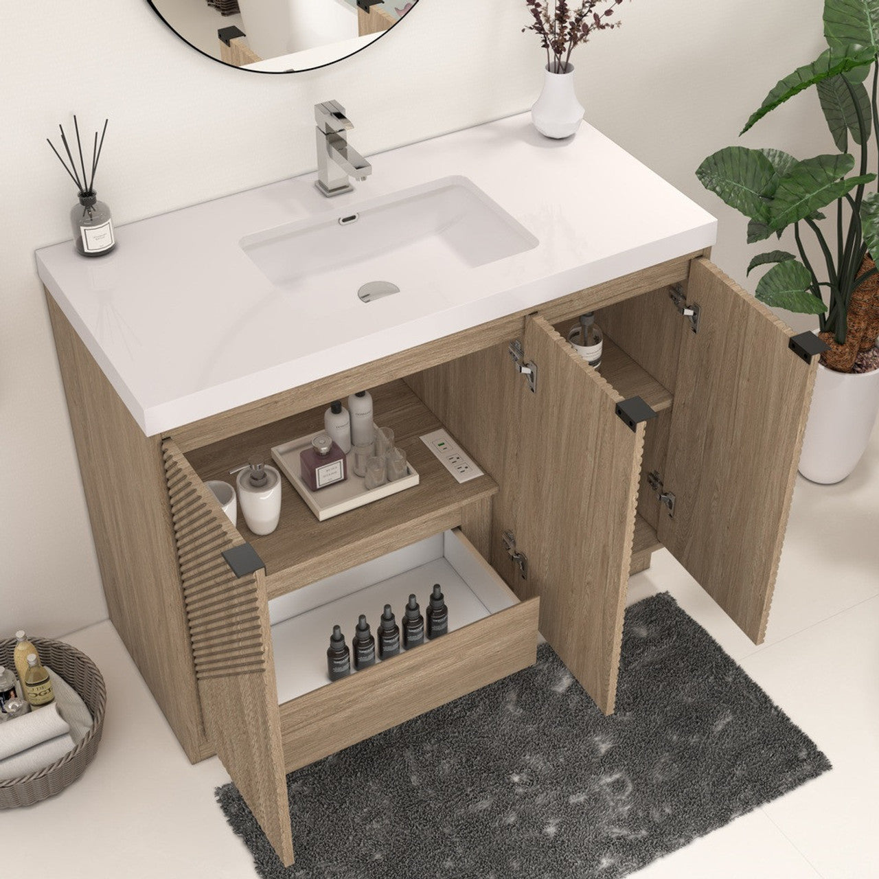 MT 42" Freestanding Modern Bathroom Vanity (Left Side)
