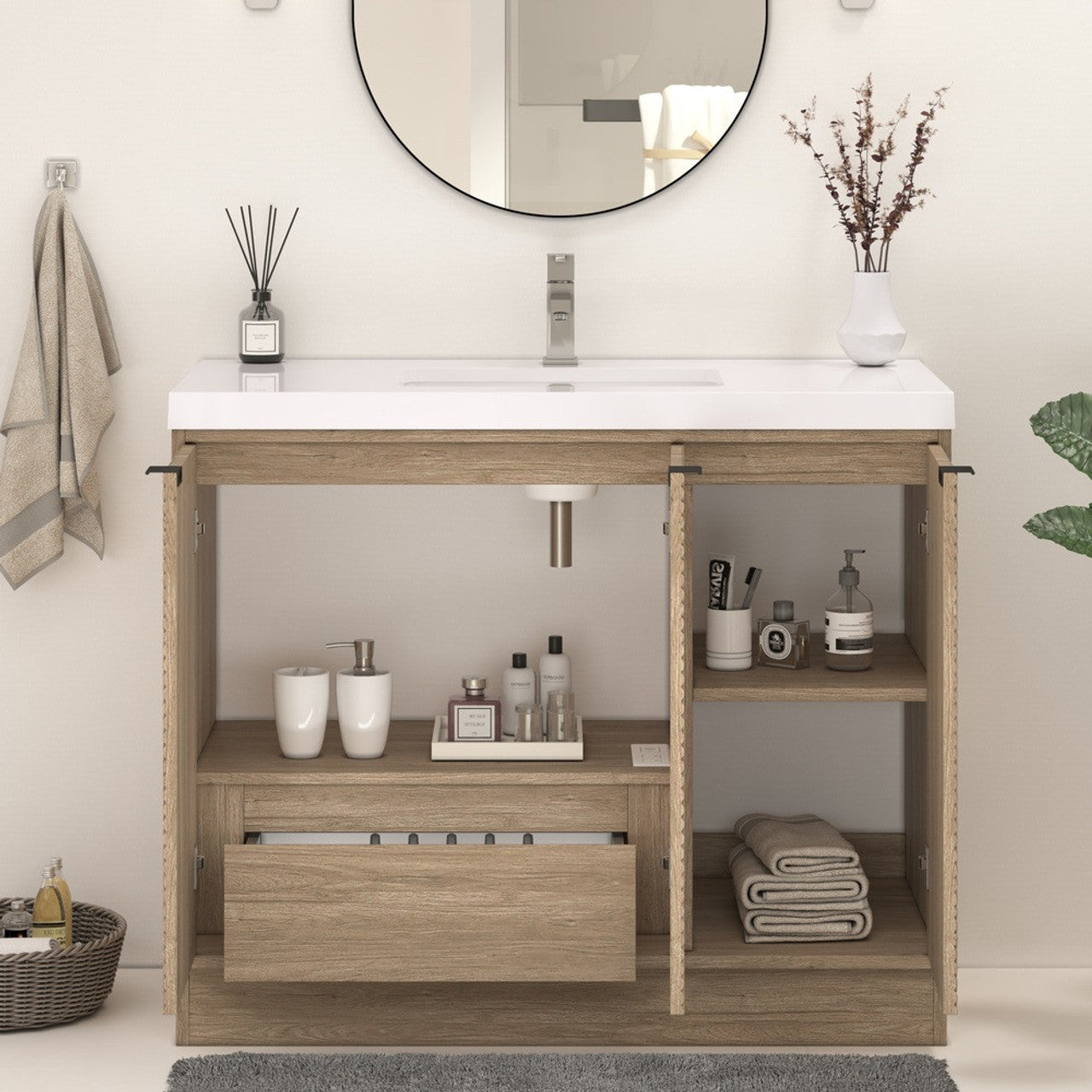 MT 42" Freestanding Modern Bathroom Vanity (Left Side)