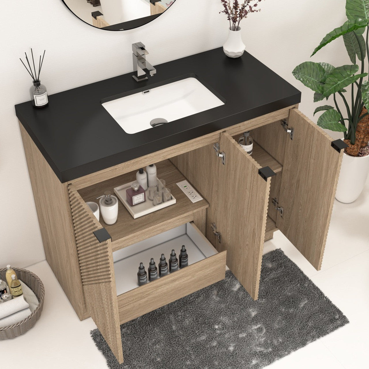 MT 42" Freestanding Modern Bathroom Vanity (Left Side)
