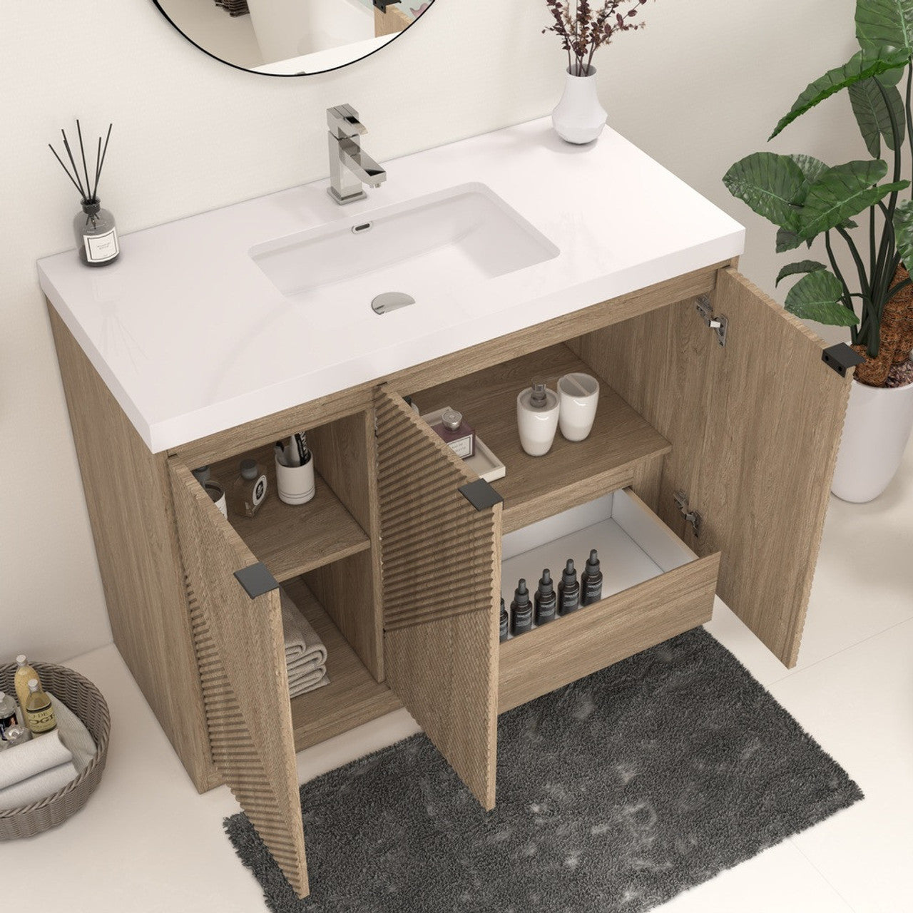 MT 42" Freestanding Modern Bathroom Vanity (Right Side)