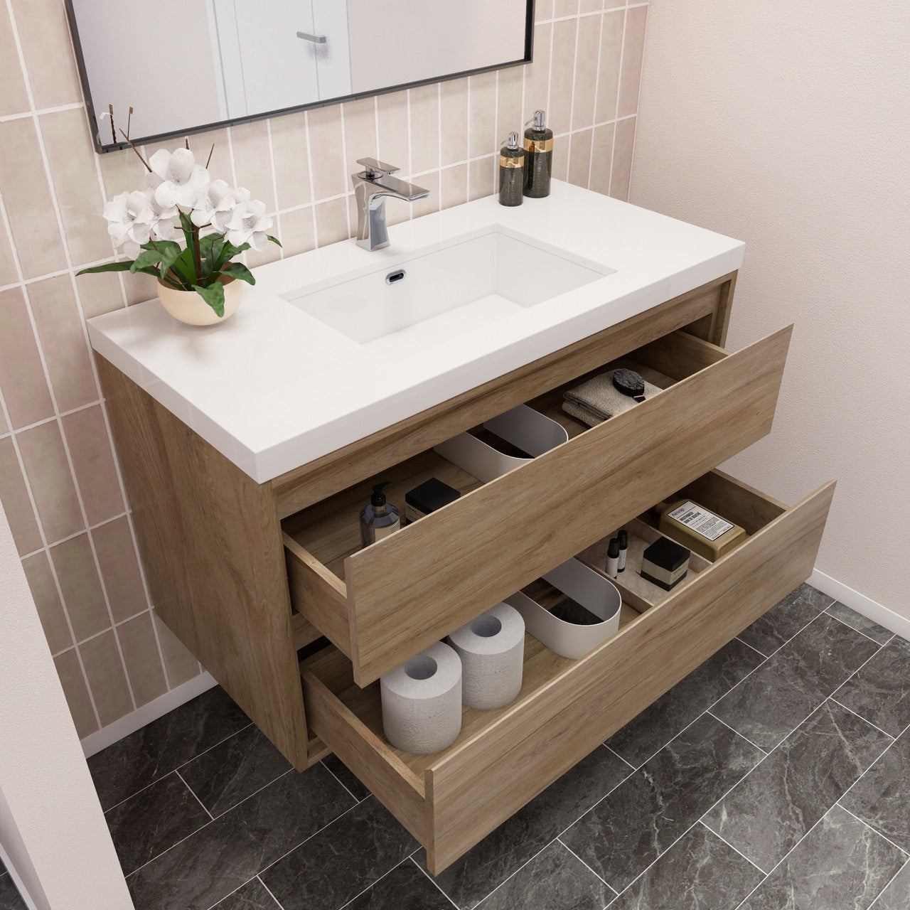 MOM8 42" Wall Mounted Modern Vanity