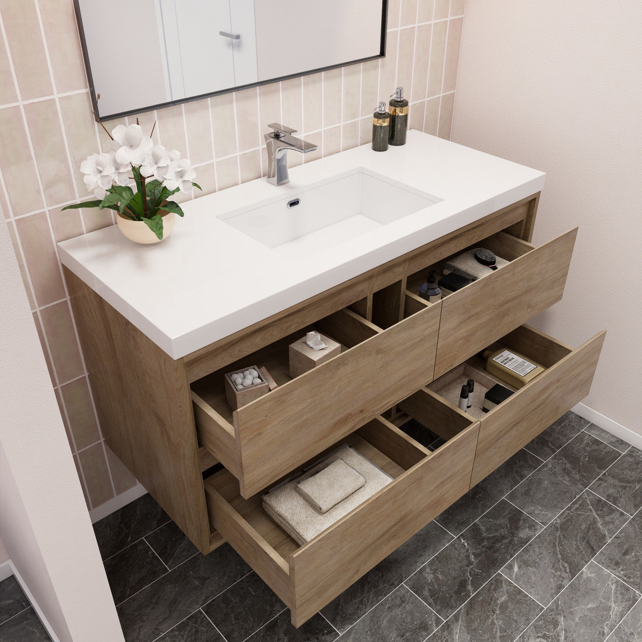 MOM8 48" Wall Mounted Modern Vanity - Single Sink