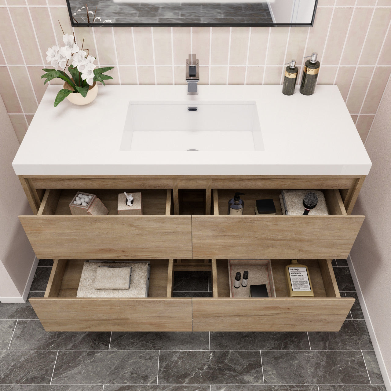 MOM8 48" Wall Mounted Modern Vanity - Single Sink