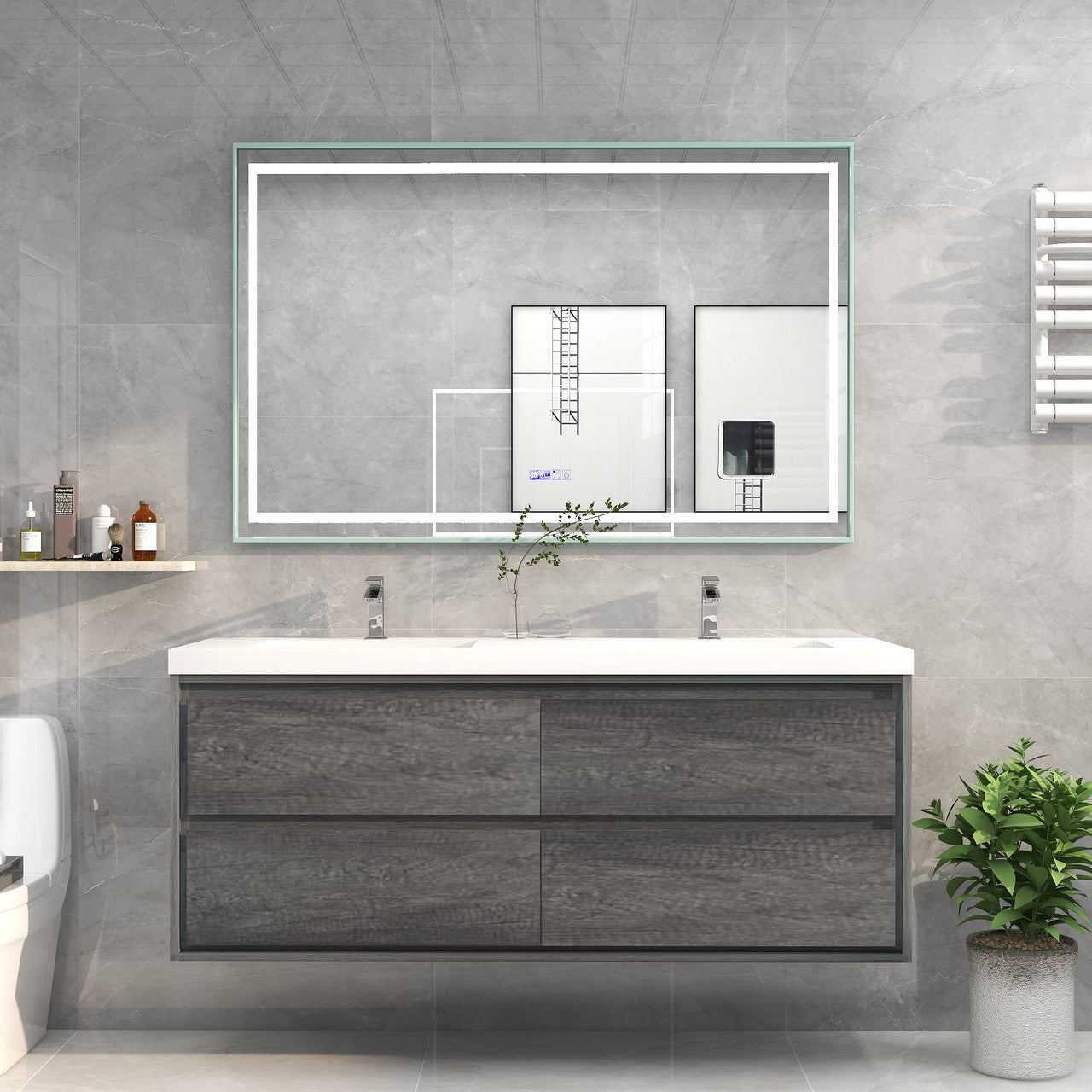 MOM8 60" Wall Mounted Modern Vanity - Double Sink