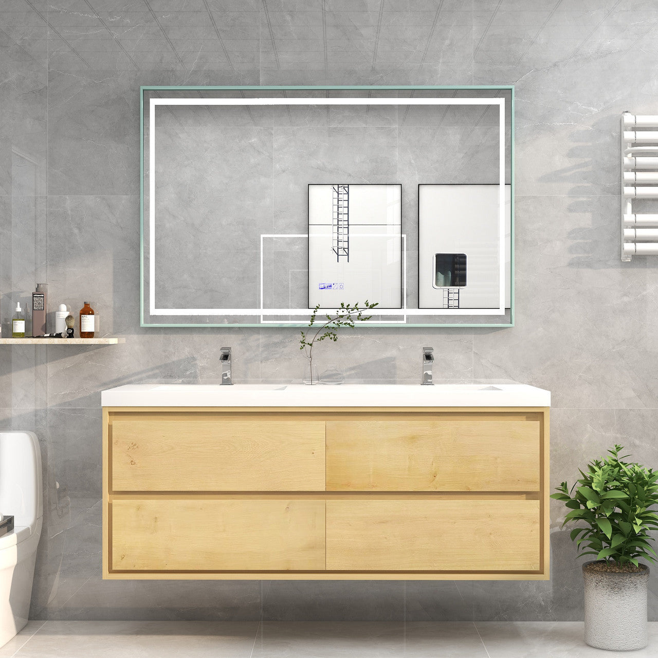 MOM8 60" Wall Mounted Modern Vanity - Double Sink