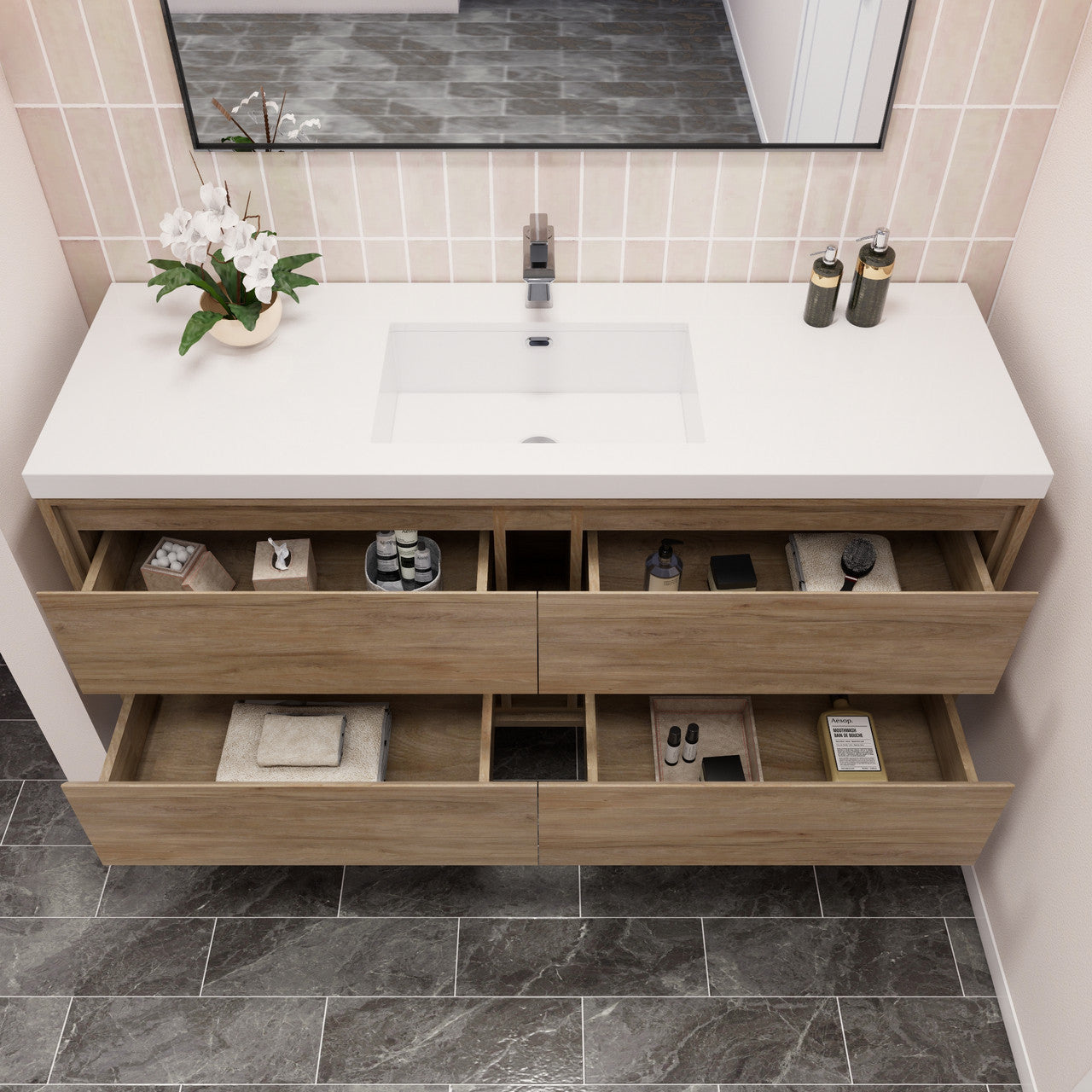 MOM8 60" Wall Mounted Modern Vanity - Single Sink