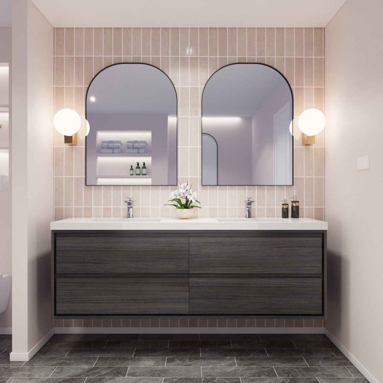 MOM8 72" Wall Mounted Modern Vanity - Double Sink (One Piece)