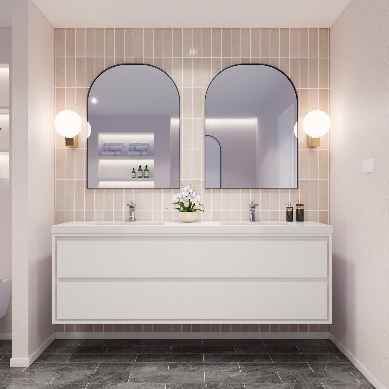 MOM8 72" Wall Mounted Modern Vanity - Double Sink (One Piece)