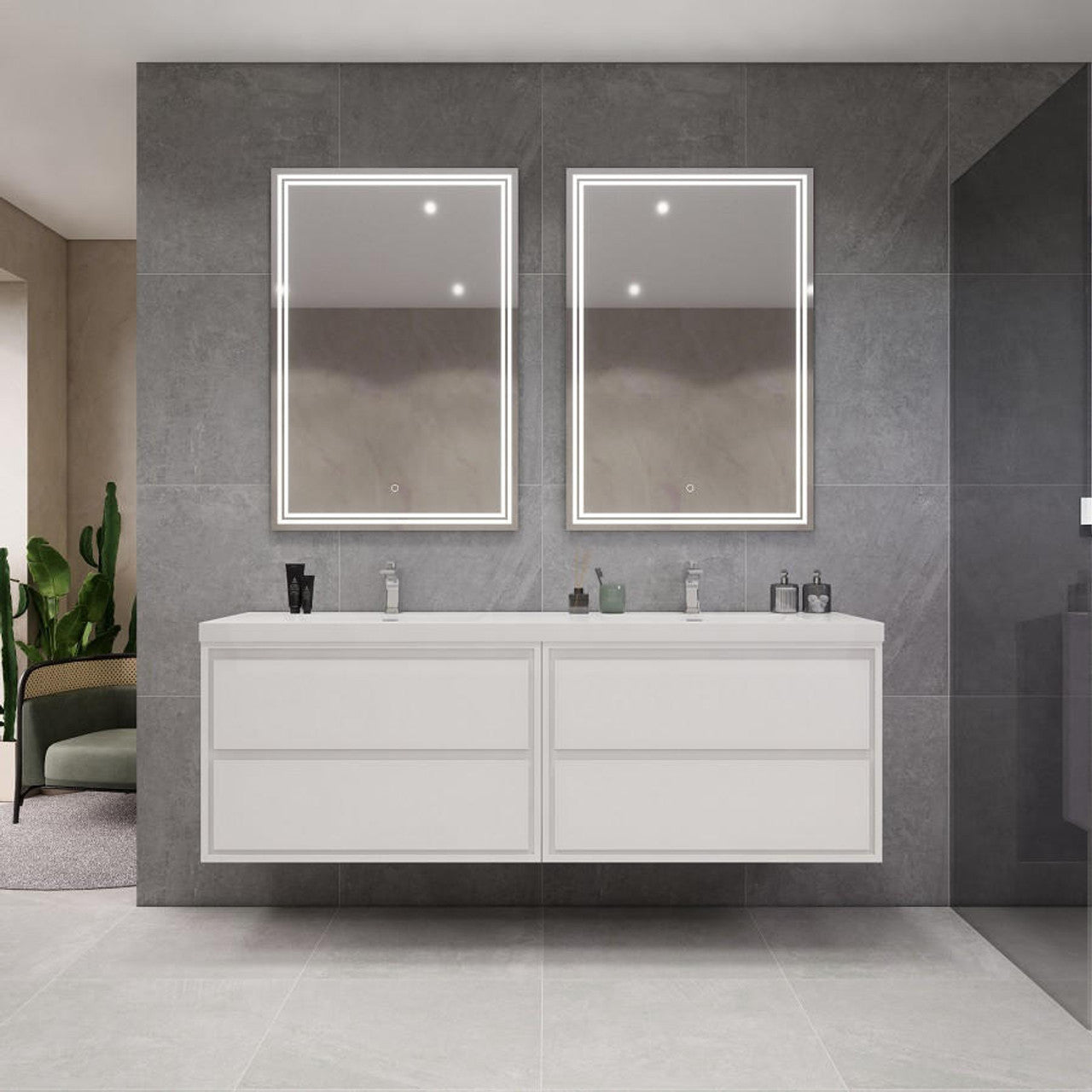 MOM8 72" Wall Mounted Modern Vanity - Double Sink (36"+36")