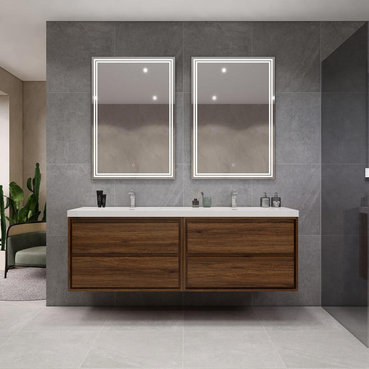 MOM8 72" Wall Mounted Modern Vanity - Double Sink (36"+36")