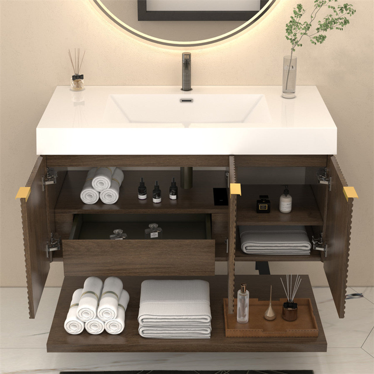 MT 42" Floating Modern Bathroom Vanity (Left Side)