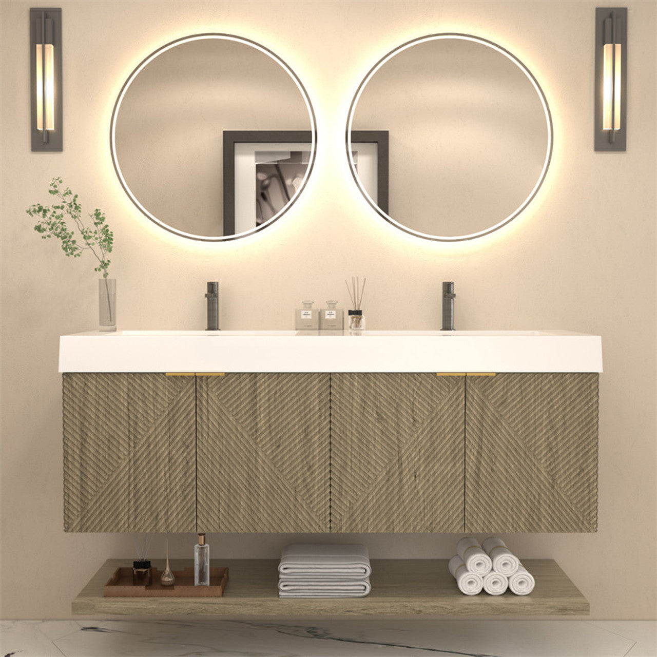 MT 60" Floating Modern Bathroom Vanity - Double Sink