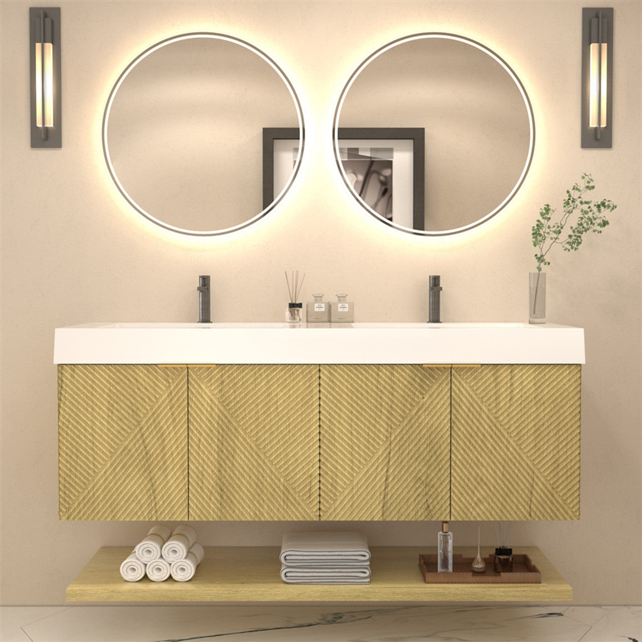 MT 60" Floating Modern Bathroom Vanity - Double Sink