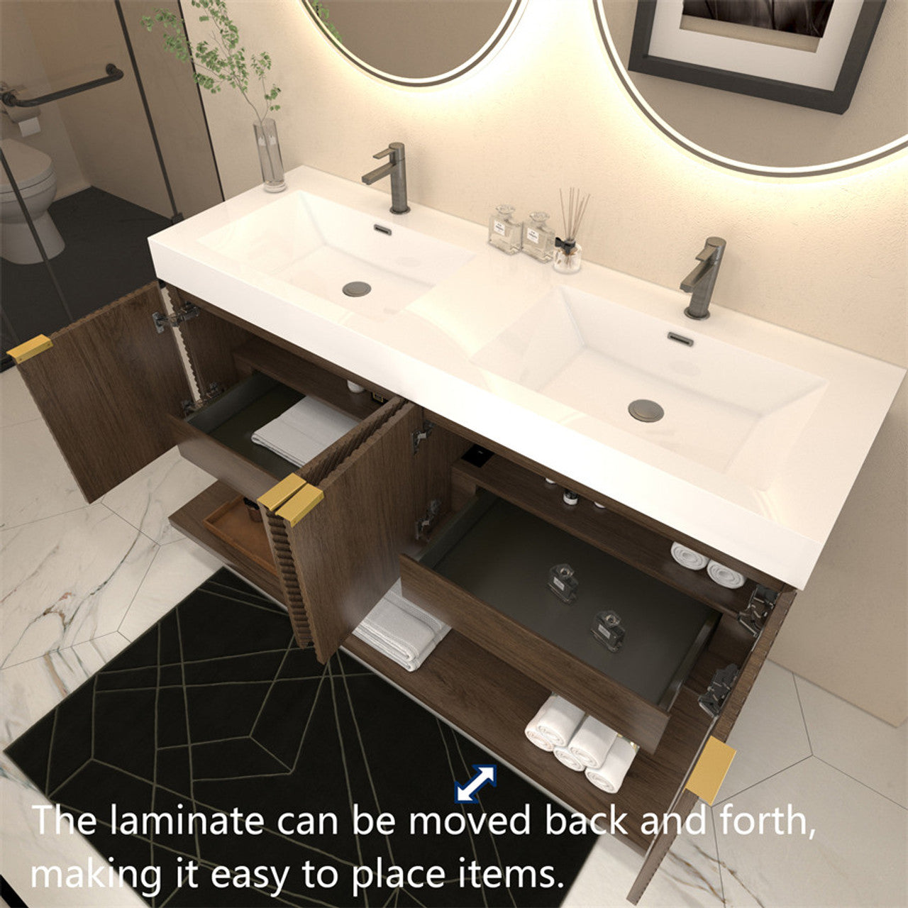 MT 60" Floating Modern Bathroom Vanity - Double Sink