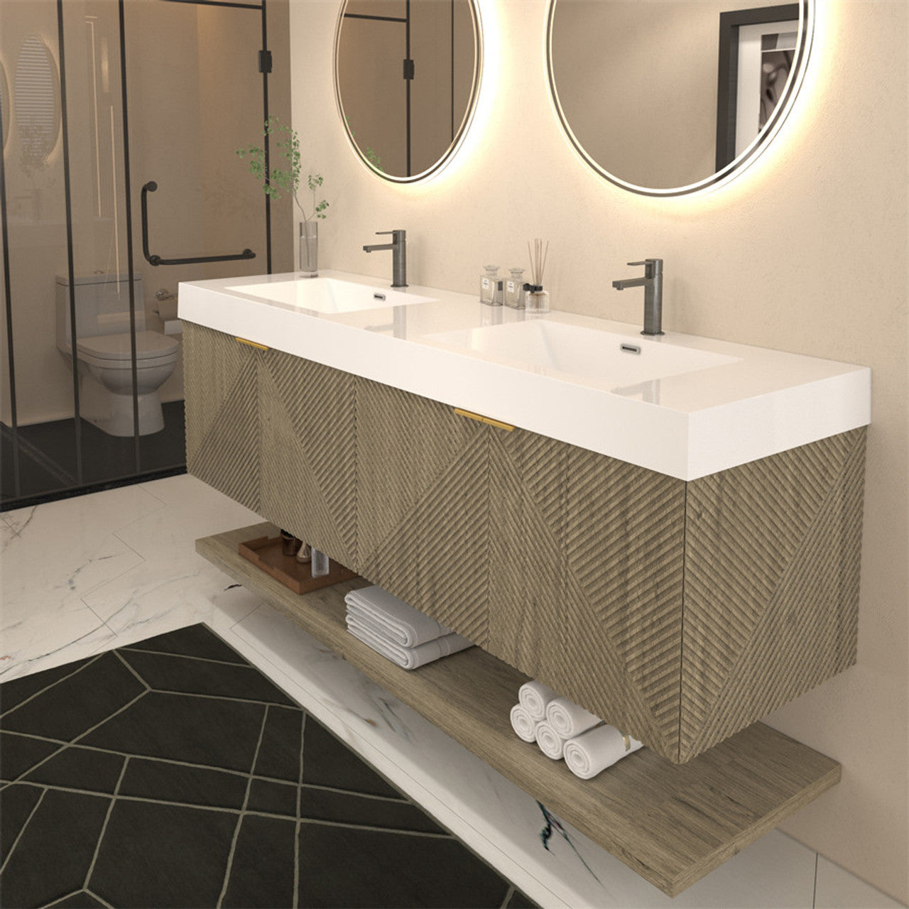 MT 72" Floating Modern Bathroom Vanity - Double Sink