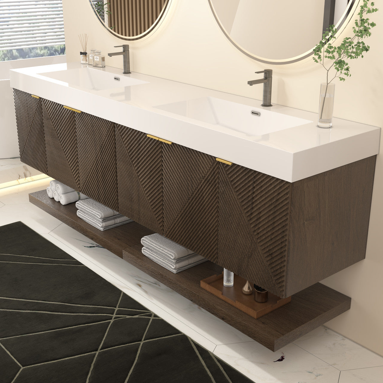 MT 84" Floating Modern Bathroom Vanity - Double Sink