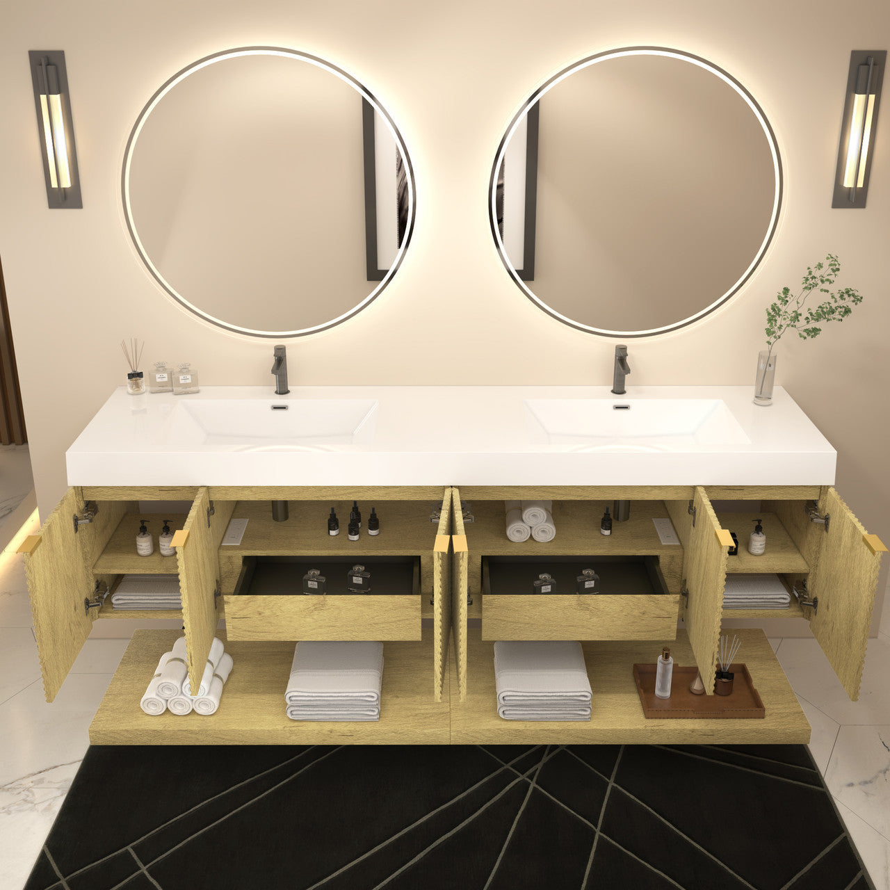 MT 84" Floating Modern Bathroom Vanity - Double Sink