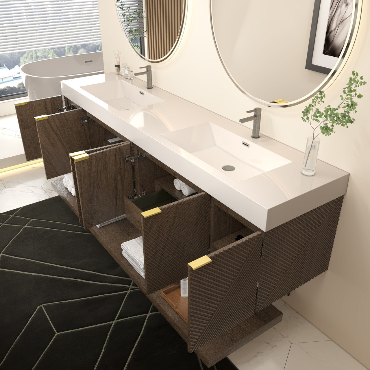 MT 84" Floating Modern Bathroom Vanity - Double Sink