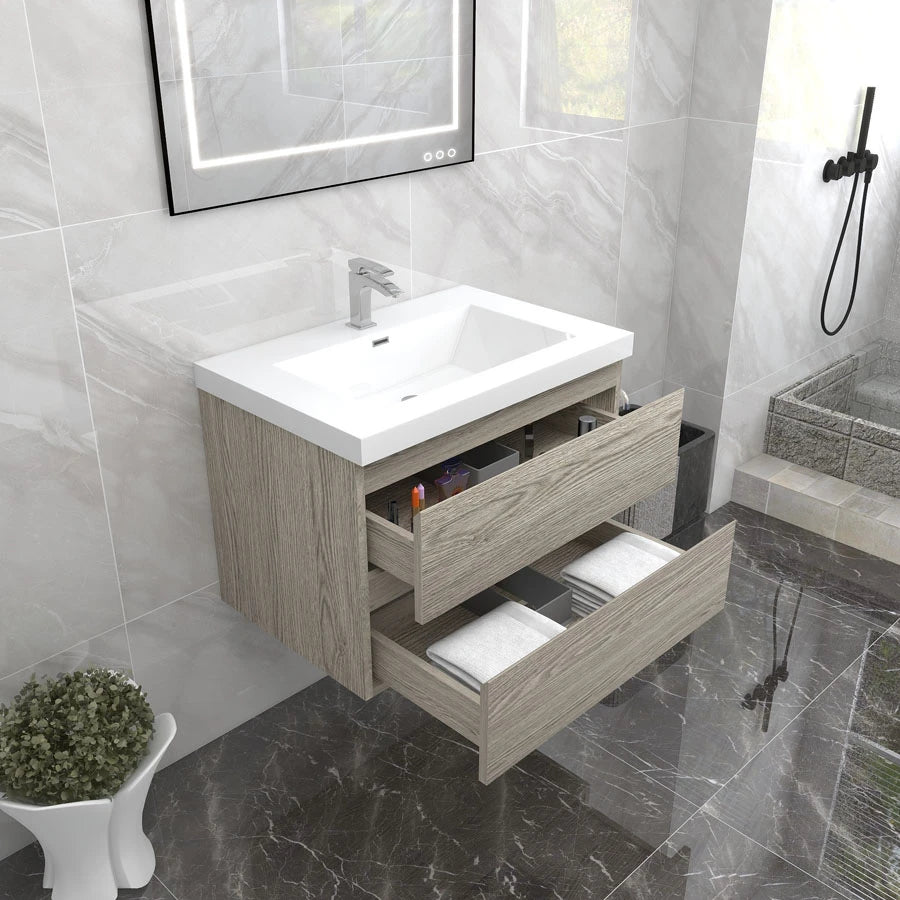 BTO 30" Wall Mounted Modern Bathroom Vanity