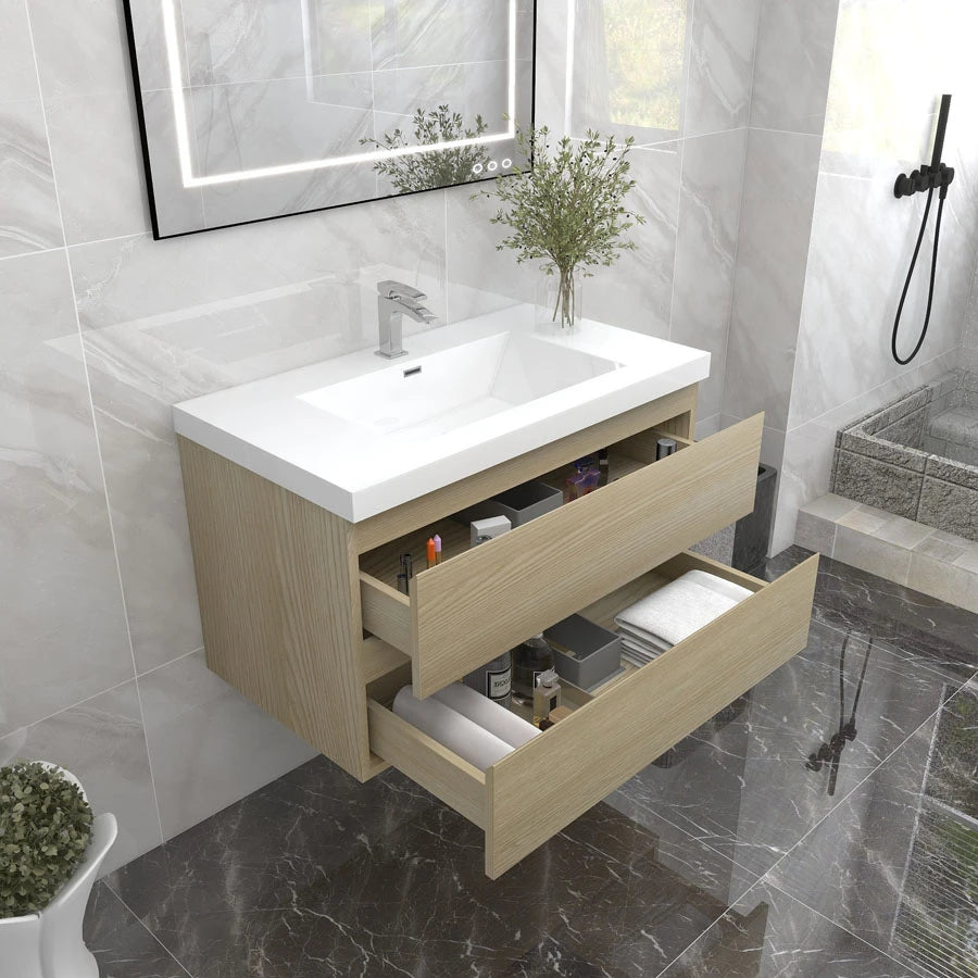 BTO 36" Wall Mounted Modern Bathroom Vanity