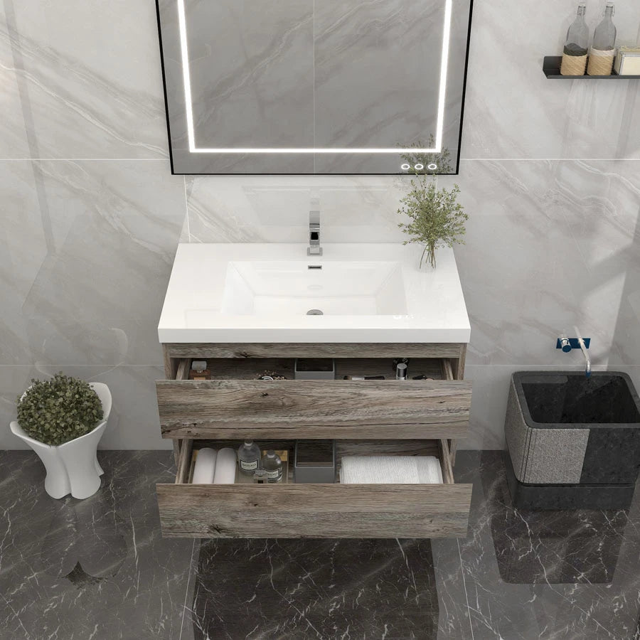 BTO 36" Wall Mounted Modern Bathroom Vanity