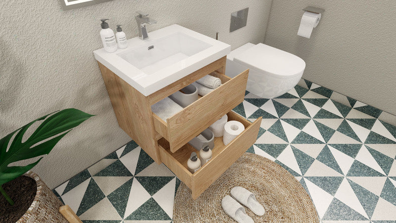 MOB 24" Wall Mounted Modern Bathroom Vanity with Reinforced Acrylic Sink