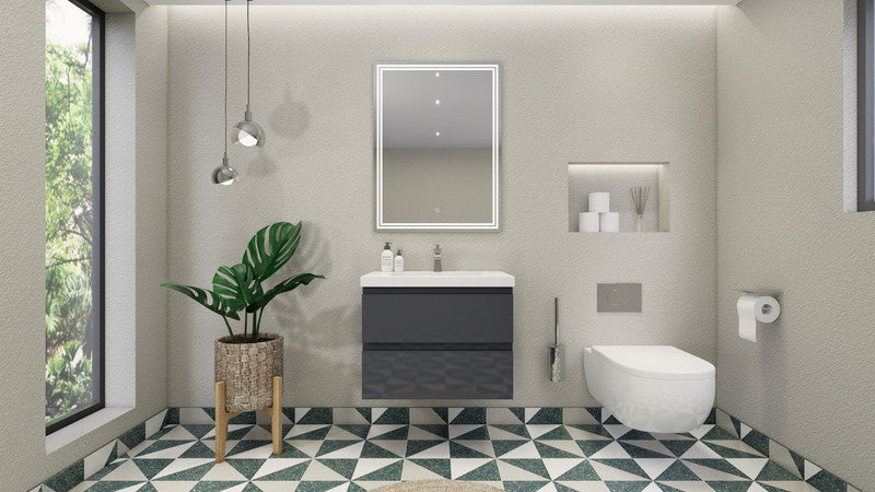 MOB 30" Wall Mounted Modern Bathroom Vanity with Reinforced Acrylic Sink
