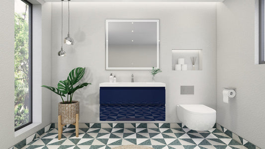 MOB 42" Wall Mounted Modern Bathroom Vanity with Reinforced Acrylic Sink