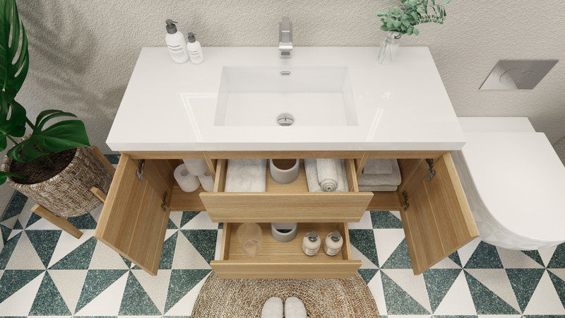 MOB 48" Wall Mounted Modern Bathroom Vanity with Reinforced Acrylic Sink