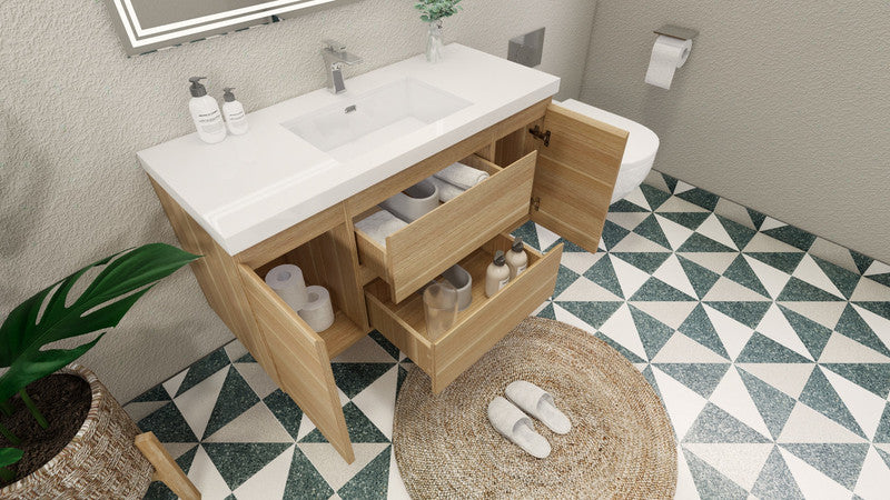 MOB 48" Wall Mounted Modern Bathroom Vanity with Reinforced Acrylic Sink