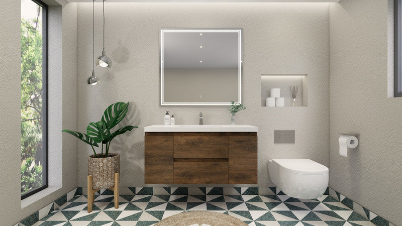 MOB 48" Wall Mounted Modern Bathroom Vanity with Reinforced Acrylic Sink
