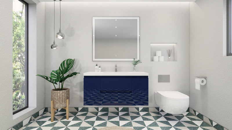 MOB 48" Wall Mounted Modern Bathroom Vanity with Reinforced Acrylic Sink