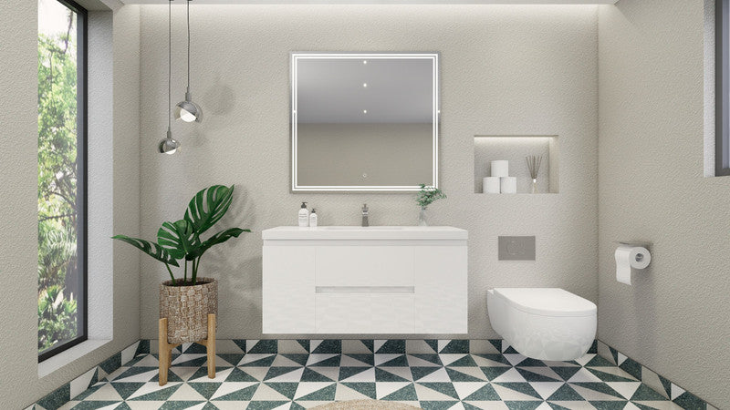 MOB 48" Wall Mounted Modern Bathroom Vanity with Reinforced Acrylic Sink