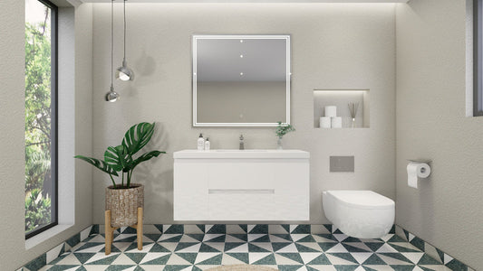 MOB 48" Wall Mounted Modern Bathroom Vanity with Reinforced Acrylic Sink