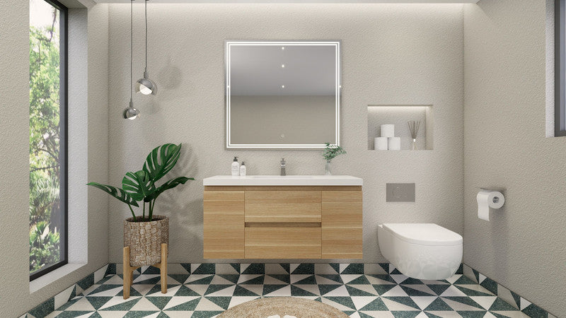 MOB 48" Wall Mounted Modern Bathroom Vanity with Reinforced Acrylic Sink