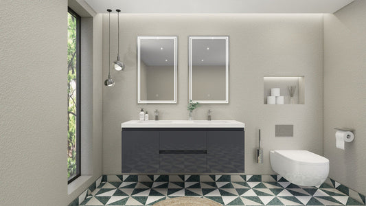 MOB 60" Wall Mounted Modern Bathroom Vanity with Reinforced Acrylic Sink (Double Sink)