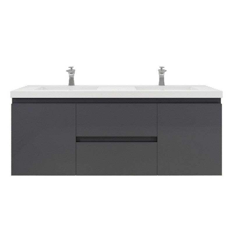 MOB 60" Wall Mounted Modern Bathroom Vanity with Reinforced Acrylic Sink (Double Sink)