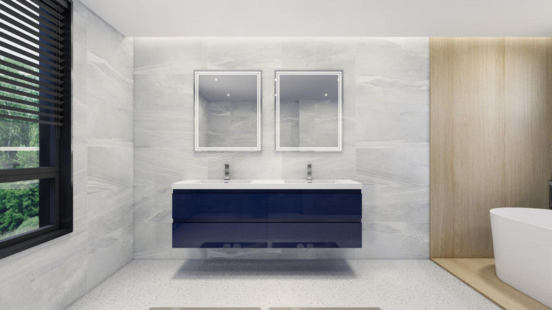 MOB 72" Wall Mounted Modern Bathroom Vanity with Reinforced Acrylic Sink (Double Sink)